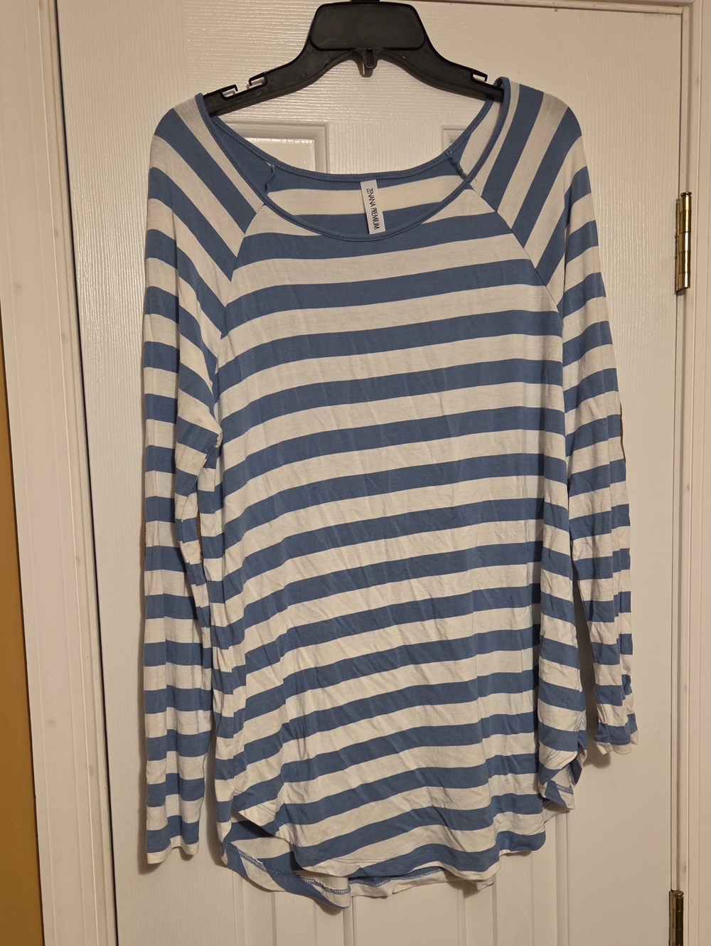 Zenana Premium Blue and White Striped Long Sleeve Tee